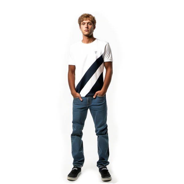 CUT & SEW WHITE CREW NECK T-SHIRT